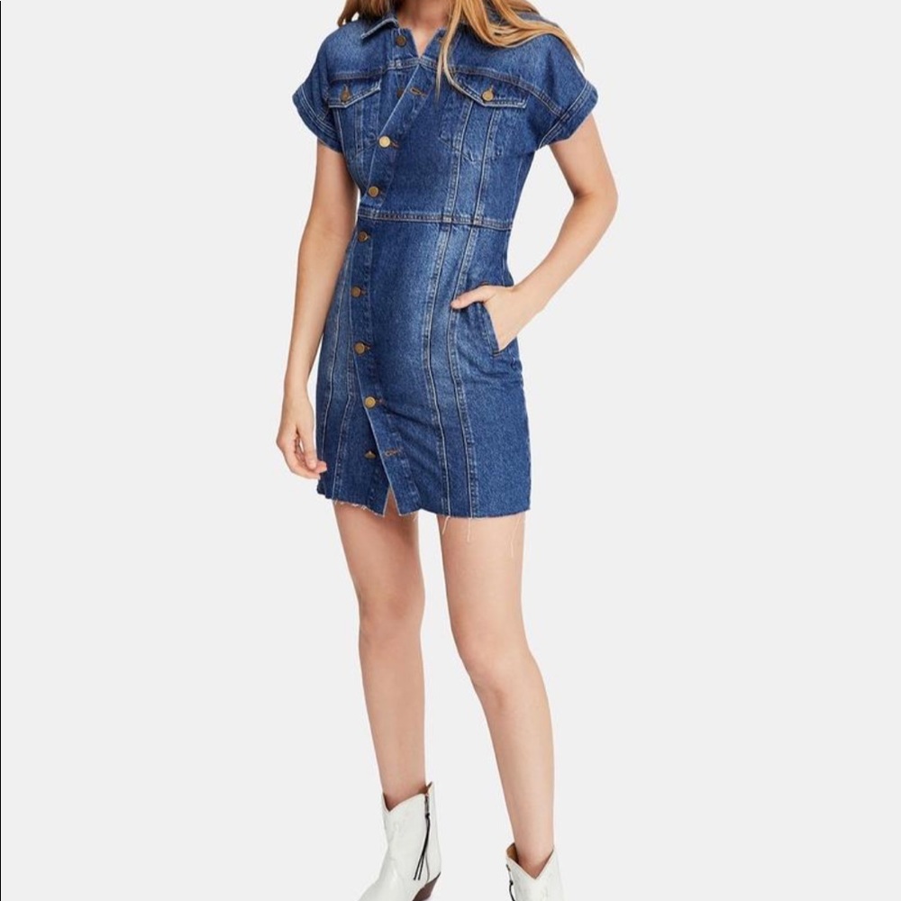 Free People Denim Mini Dress - Size S